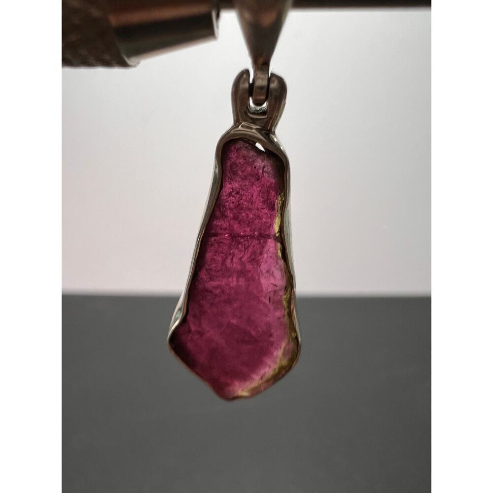 NEW Pink Watermelon rubellite tourmaline sterling silver pendant 2.65 grams